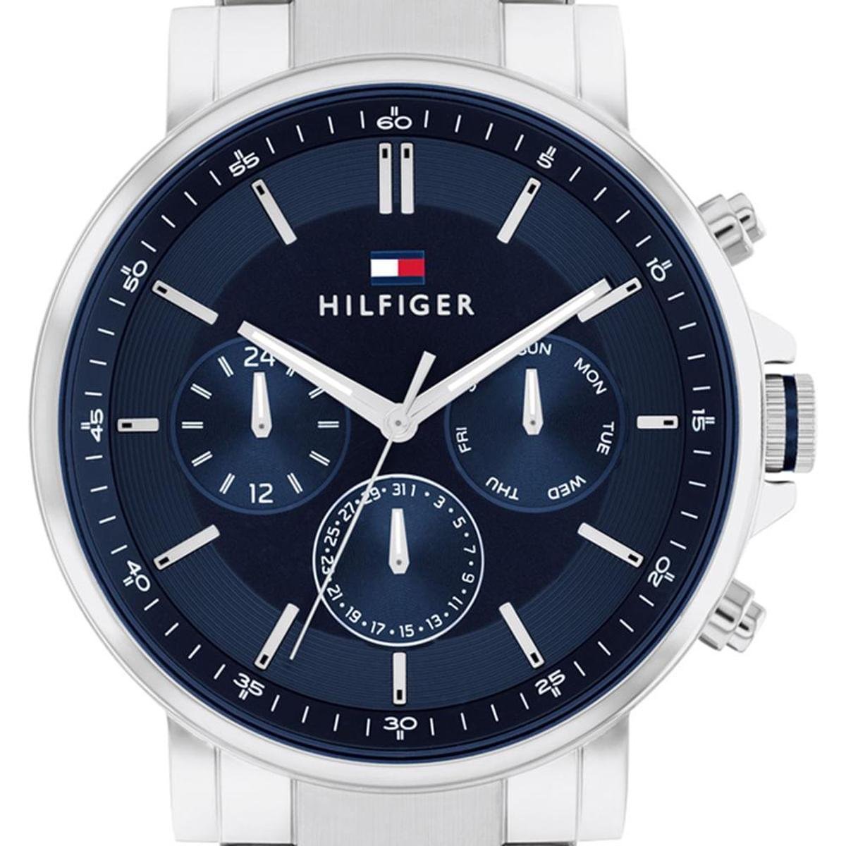  Shop Authentic Tommy Hilfiger Tyson Chronograph Blue Dial Silver Steel Strap Watch For Men - 1710588 - Luxxuri