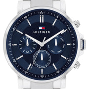  Shop Authentic Tommy Hilfiger Tyson Chronograph Blue Dial Silver Steel Strap Watch For Men - 1710588 - Luxxuri