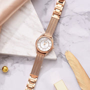  Shop Authentic Guess Whisper Silver Dial Rose Gold Mesh Bracelet Watch for Women - W1084L3 - Luxxuri