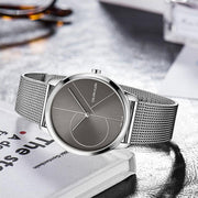  Shop Authentic Calvin Klein Minimal Black Dial Silver Mesh Bracelet Watch for Women - K3M22123 - Luxxuri