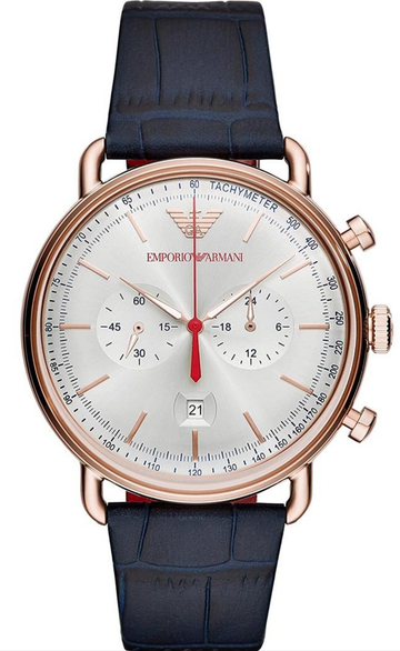  Shop Authentic Emporio Armani Aviator Silver Dial Blue Leather Strap Watch For Men - AR11123 - Luxxuri