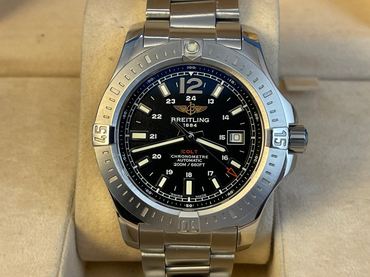  Shop Authentic Breitling Colt Automatic 44mm Black Dial Stainless Steel Mens Watch - A1738811/BD44/173A - Luxxuri