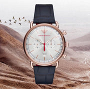  Shop Authentic Emporio Armani Aviator Silver Dial Blue Leather Strap Watch For Men - AR11123 - Luxxuri