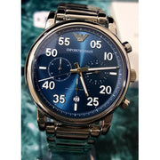  Shop Authentic Emporio Armani Luigi Chronograph Blue Dial Silver Steel Strap Watch For Men - AR11132 - Luxxuri