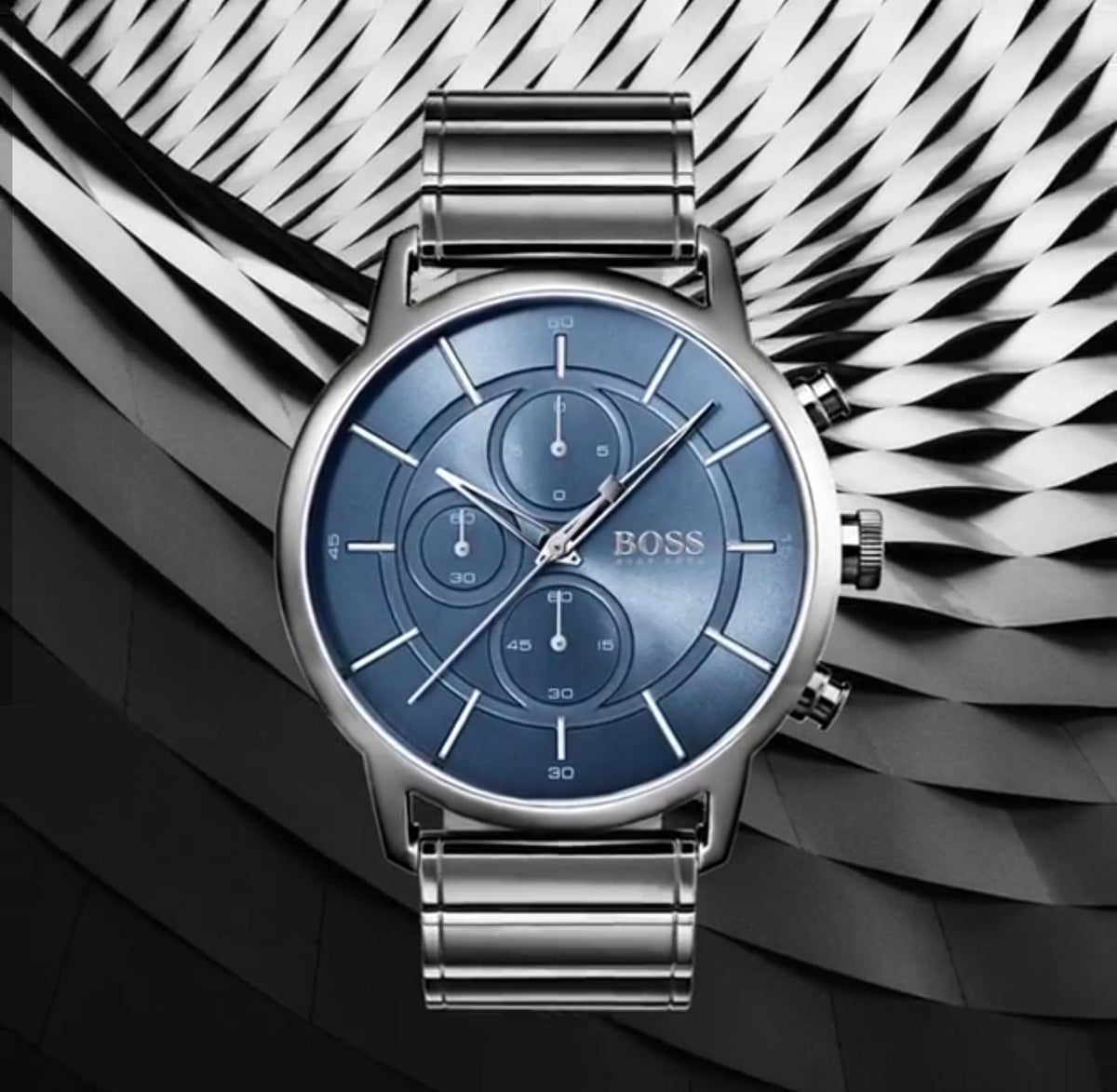  Shop Authentic Hugo Boss Architectural Blue Dial Grey Steel Strap Watch for Men - 1513574 - Luxxuri