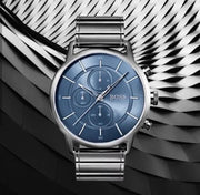  Shop Authentic Hugo Boss Architectural Blue Dial Grey Steel Strap Watch for Men - 1513574 - Luxxuri