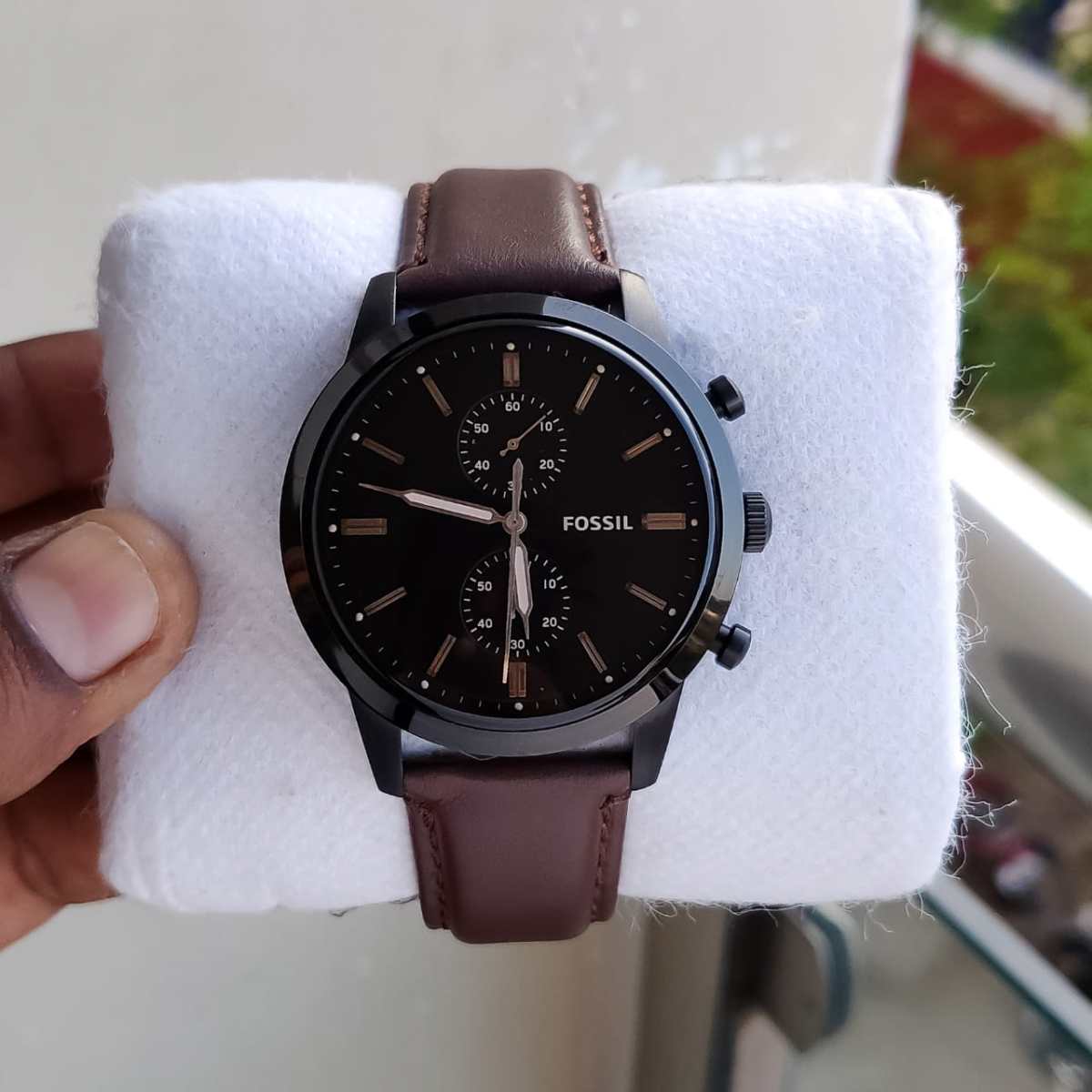  Shop Authentic Fossil Townsman Chronograph Black Dial Brown Leather Strap Watch for Men - FS5437 - Luxxuri