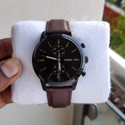  Shop Authentic Fossil Townsman Chronograph Black Dial Brown Leather Strap Watch for Men - FS5437 - Luxxuri