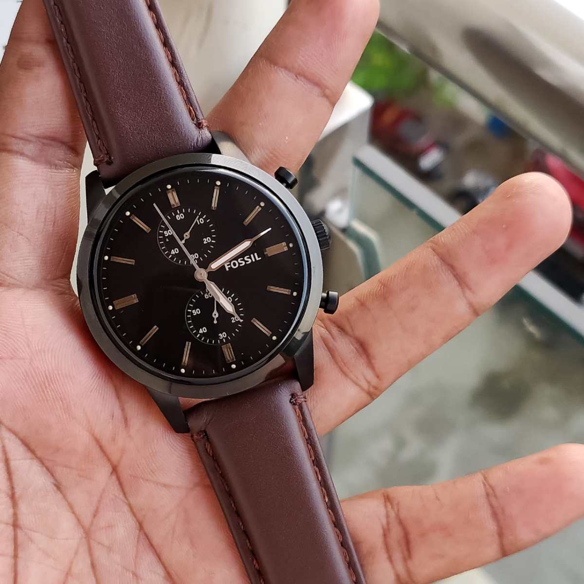  Shop Authentic Fossil Townsman Chronograph Black Dial Brown Leather Strap Watch for Men - FS5437 - Luxxuri