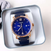  Shop Authentic Fossil The Commuter Blue Dial Blue Leather Strap Watch for Men - FS5274 - Luxxuri