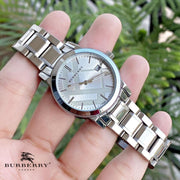  Shop Authentic Burberry The City White Dial Silver Steel Strap Watch for Women - BU9100 - Luxxuri