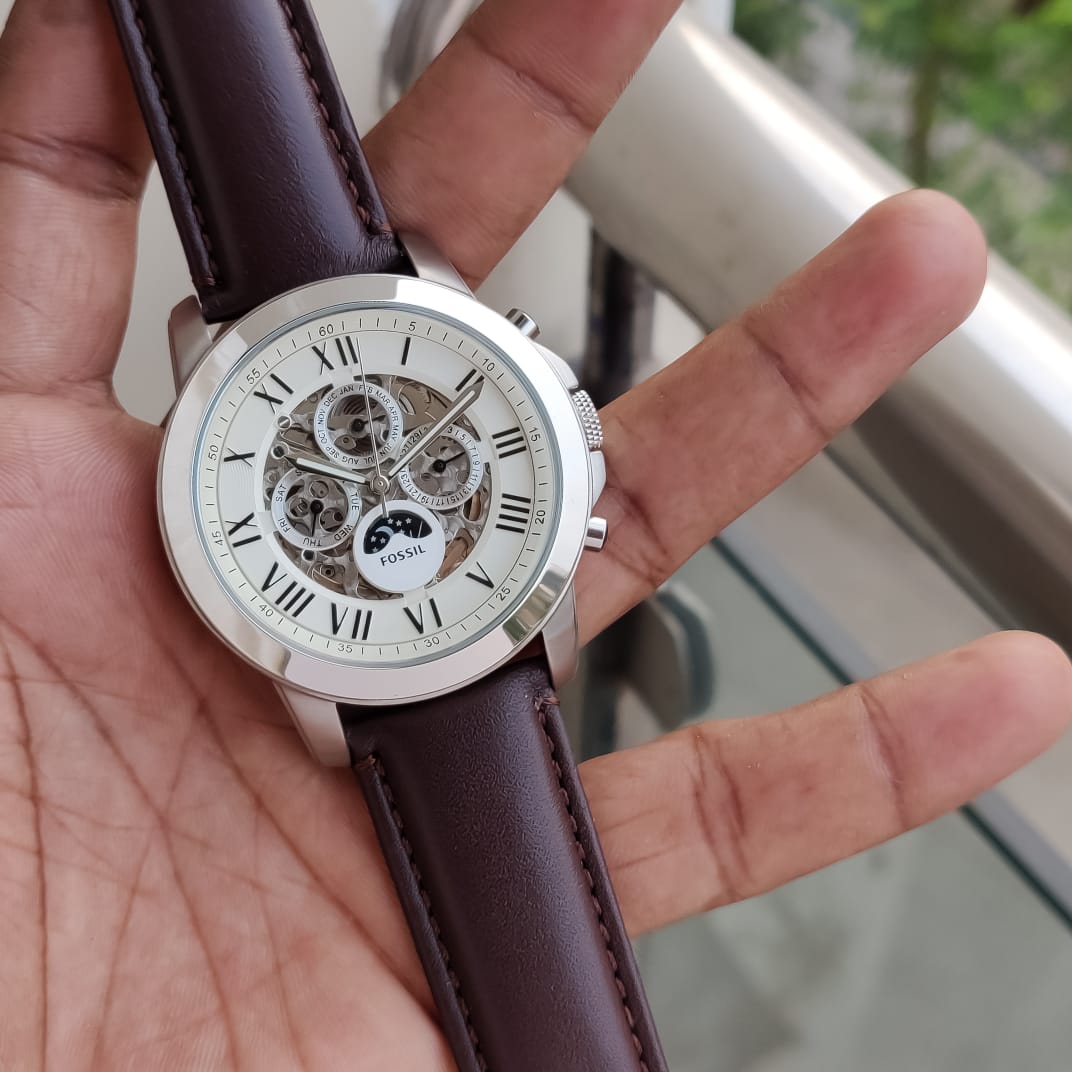  Shop Authentic Fossil Grant Automatic White Dial Brown Leather Strap Watch for Men -  ME3027 - Luxxuri