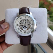  Shop Authentic Fossil Grant Automatic White Dial Brown Leather Strap Watch for Men -  ME3027 - Luxxuri