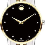  Shop Authentic Movado Museum Classic Diamonds Black Dial Two Tone Steel Strap Watch for Men - 0607202 - Luxxuri