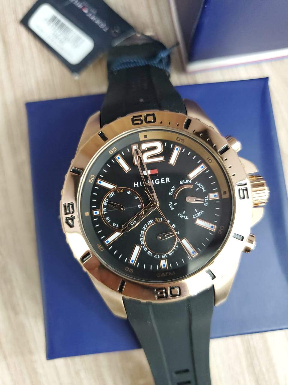  Shop Authentic Tommy Hilfiger Sport Multifunction Black Dial Black Rubber Strap Watch for Men - 1791145 - Luxxuri