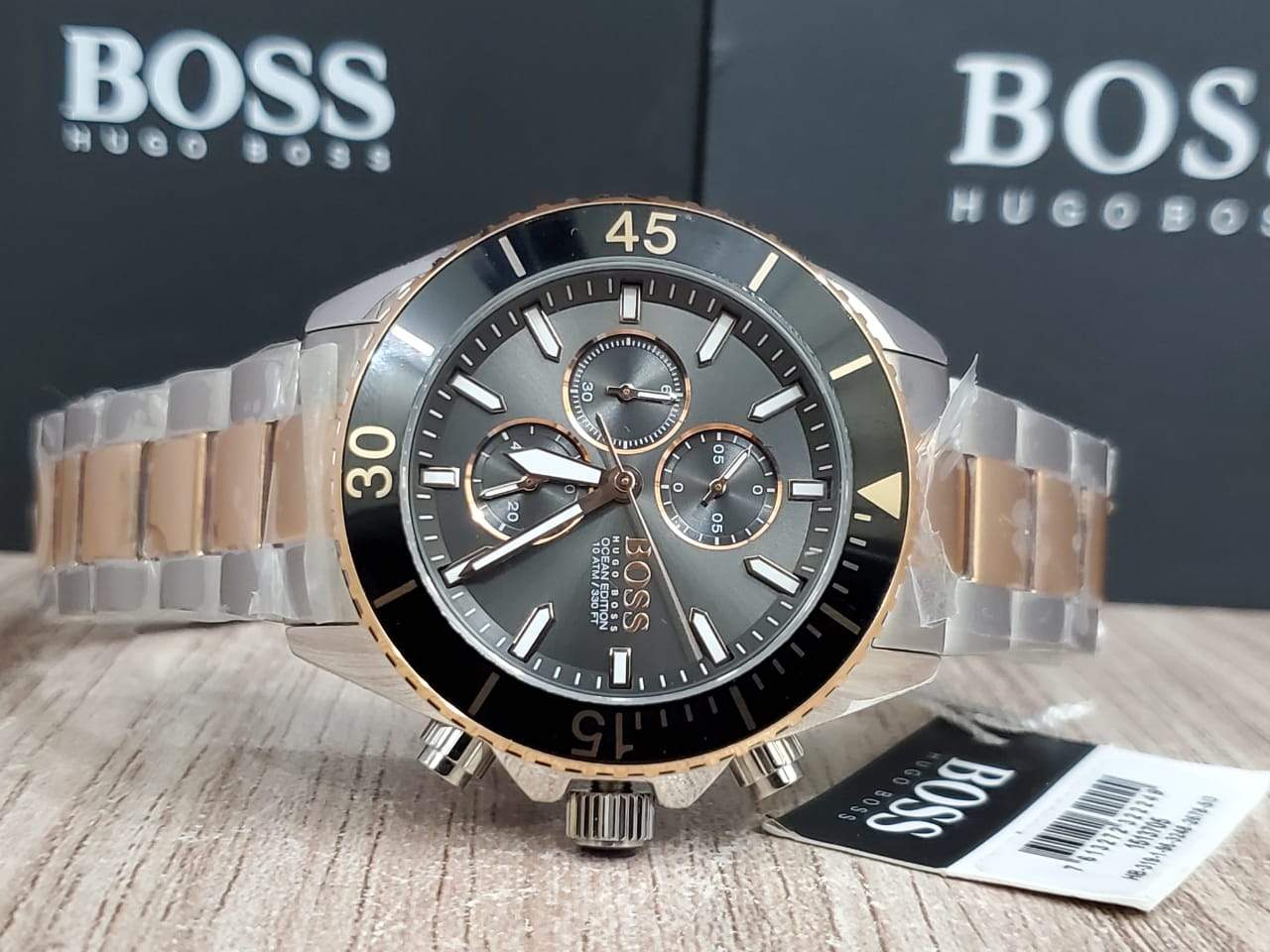  Shop Authentic Hugo Boss Ocean Edition Black Dial Two Tone Steel Strap Watch for Men - 1513705 - Luxxuri