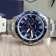  Shop Authentic Fossil Grant Sport Chronograph Blue Dial Silver Steel Strap Watch for Men - FS5238 - Luxxuri