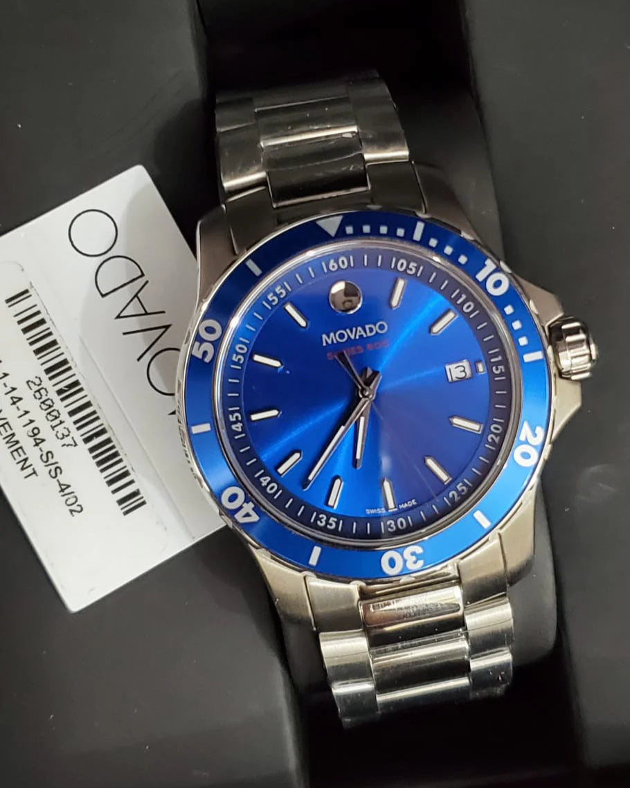  Shop Authentic Movado Series 800 Blue Dial Silver Steel Strap Watch For Men - 2600137 - Luxxuri