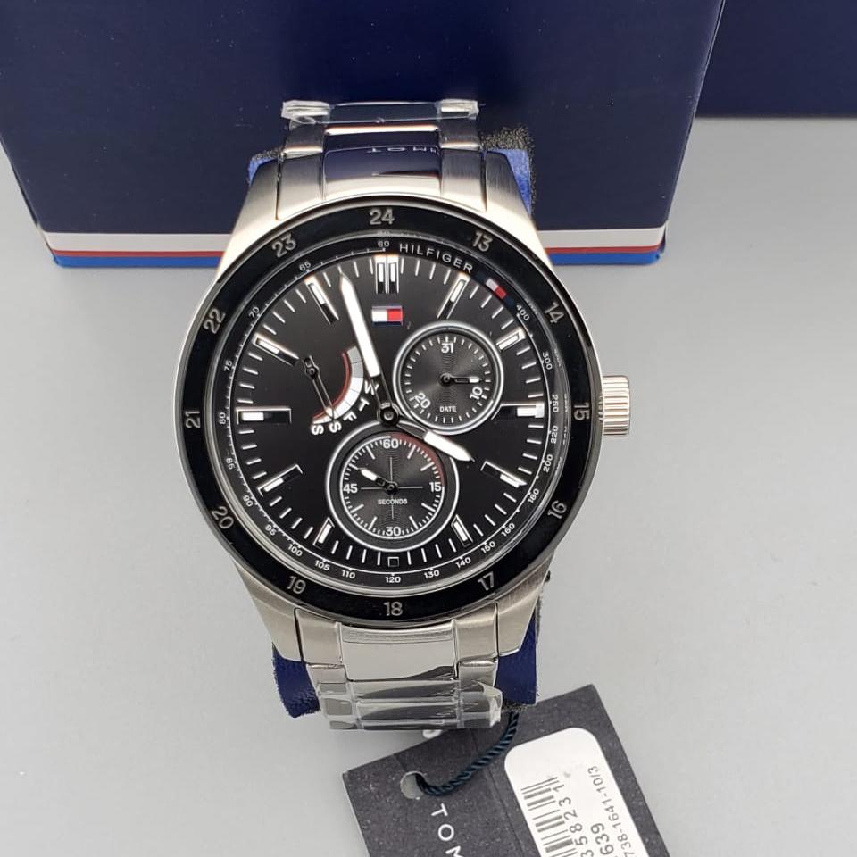  Shop Authentic Tommy Hilfiger Austin Black Dial Silver Steel Strap Watch for Men - 1791639 - Luxxuri