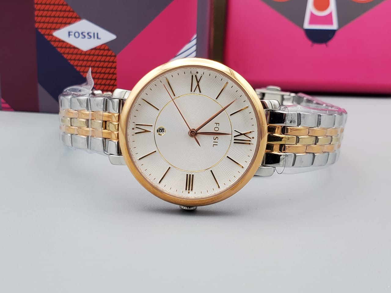  Shop Authentic Fossil Jacqueline White Dial Two Tone Steel Strap Watch for Women - ES3844 - Luxxuri