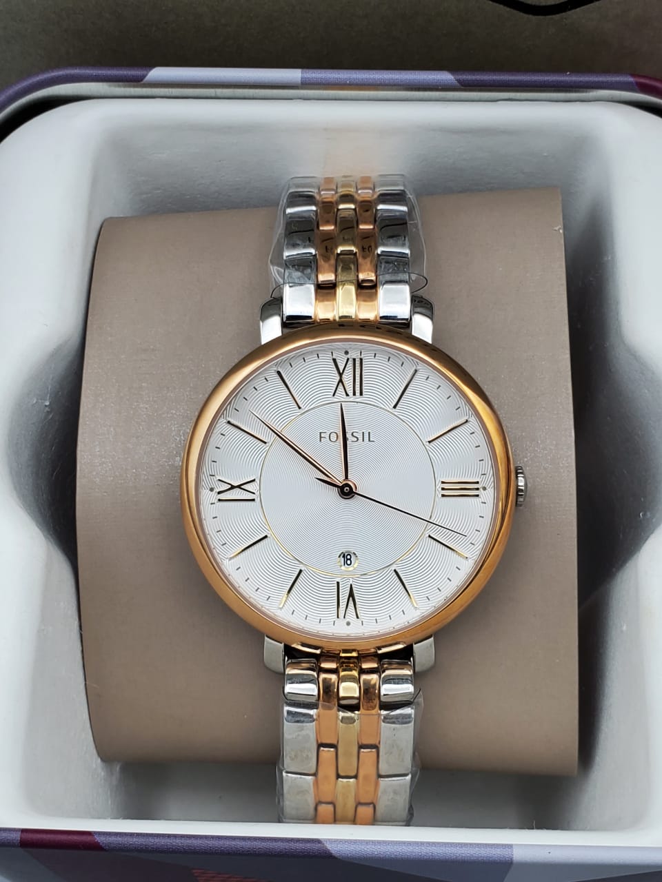  Shop Authentic Fossil Jacqueline White Dial Two Tone Steel Strap Watch for Women - ES3844 - Luxxuri