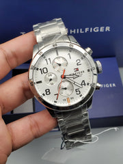  Shop Authentic Tommy Hilfiger Trent Multifunction White Dial Silver Steel Strap Watch for Men - 1791140 - Luxxuri