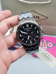  Shop Authentic Fossil Forrester Chronograph Black Dial Grey Steel Strap Watch for Men - FS5606 - Luxxuri