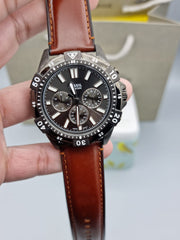  Shop Authentic Fossil Garrett Chronograph Grey Dial Brown Leather Strap Watch for Men - FS5770 - Luxxuri