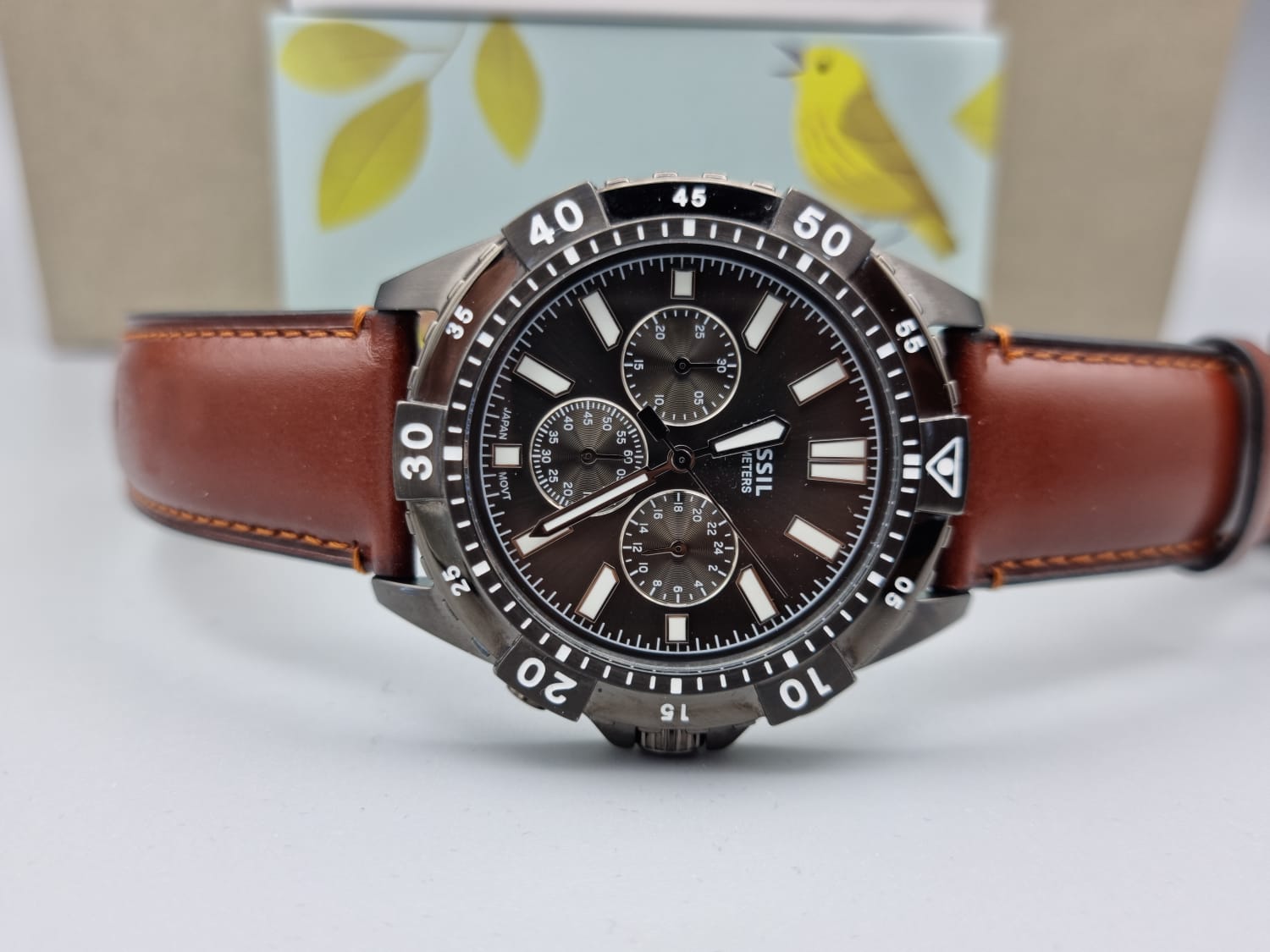  Shop Authentic Fossil Garrett Chronograph Grey Dial Brown Leather Strap Watch for Men - FS5770 - Luxxuri