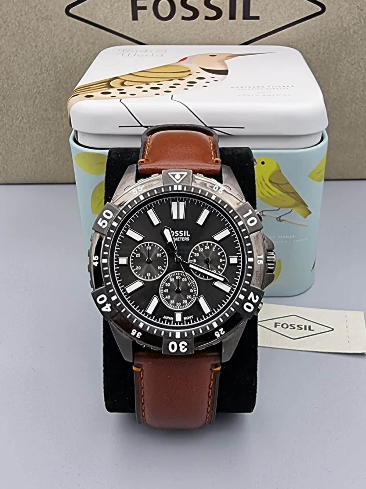  Shop Authentic Fossil Garrett Chronograph Grey Dial Brown Leather Strap Watch for Men - FS5770 - Luxxuri