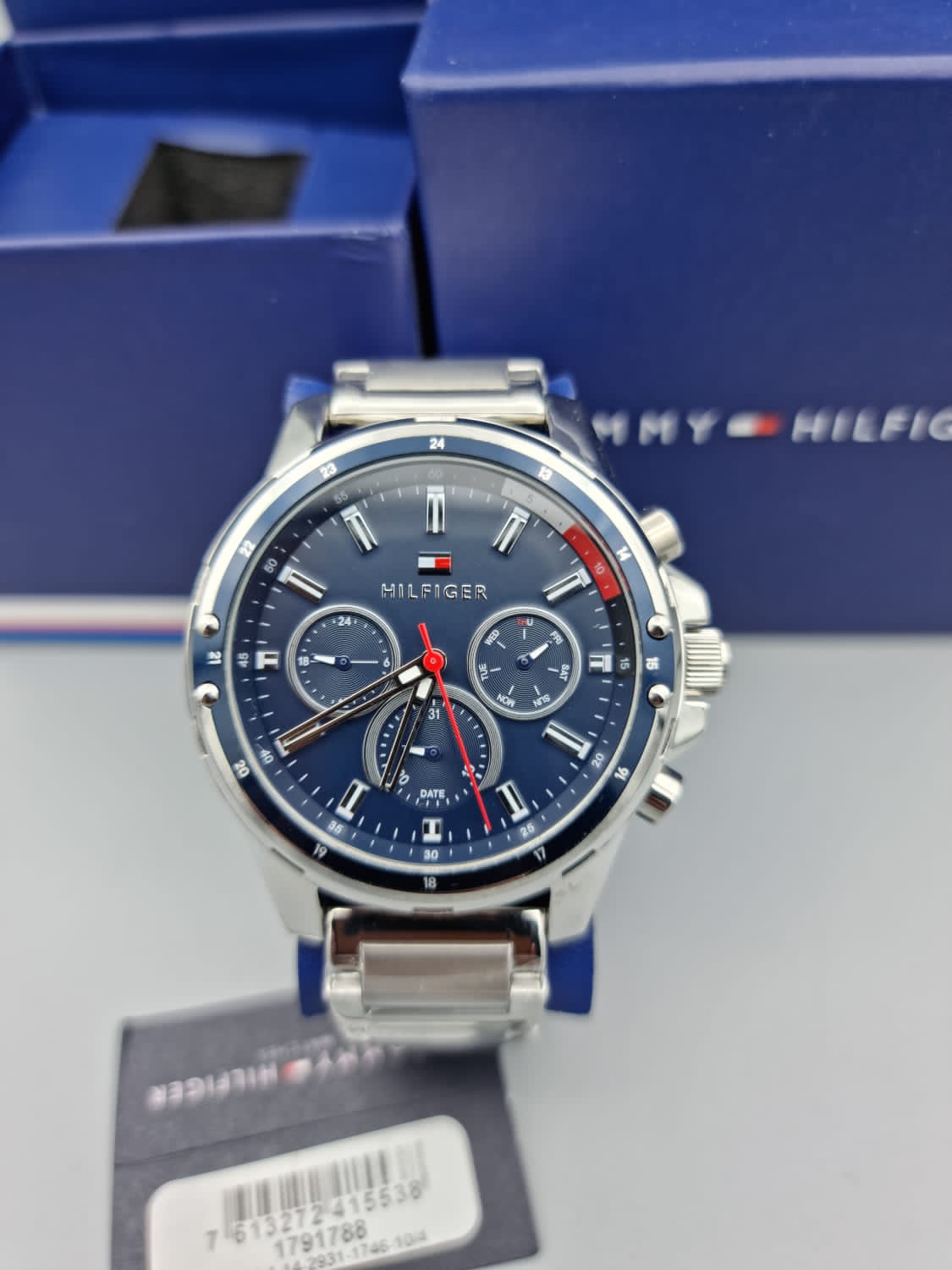  Shop Authentic Tommy Hilfiger Mason Quartz Blue Dial Silver Steel Strap Watch for Men - 1791788 - Luxxuri