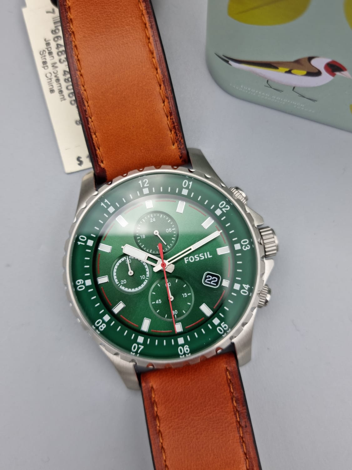  Shop Authentic Fossil Dillinger Luggage Chronograph Green Dial Brown Leather Strap Watch for Men - FS5734 - Luxxuri