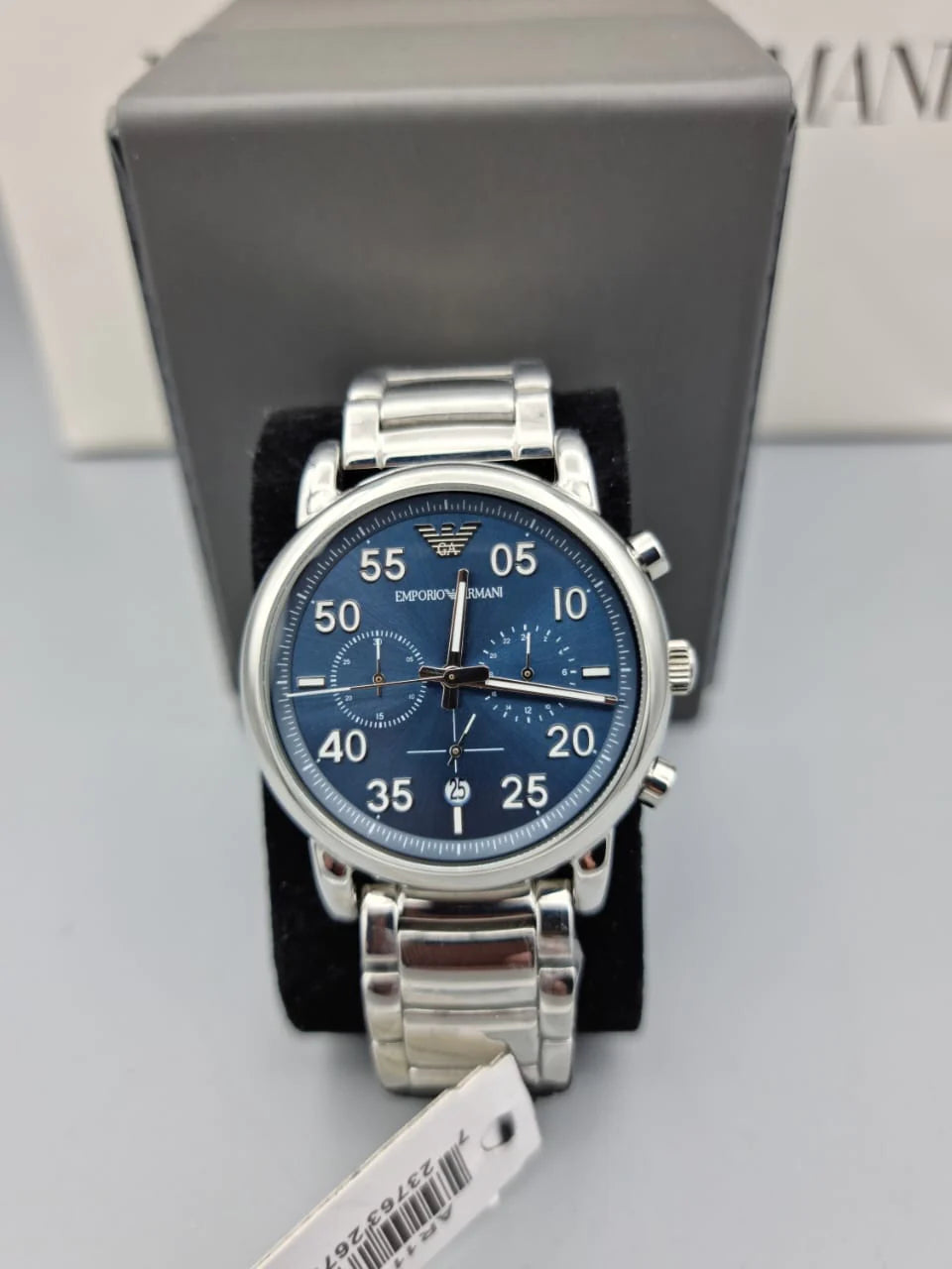  Shop Authentic Emporio Armani Luigi Chronograph Blue Dial Silver Steel Strap Watch For Men - AR11132 - Luxxuri