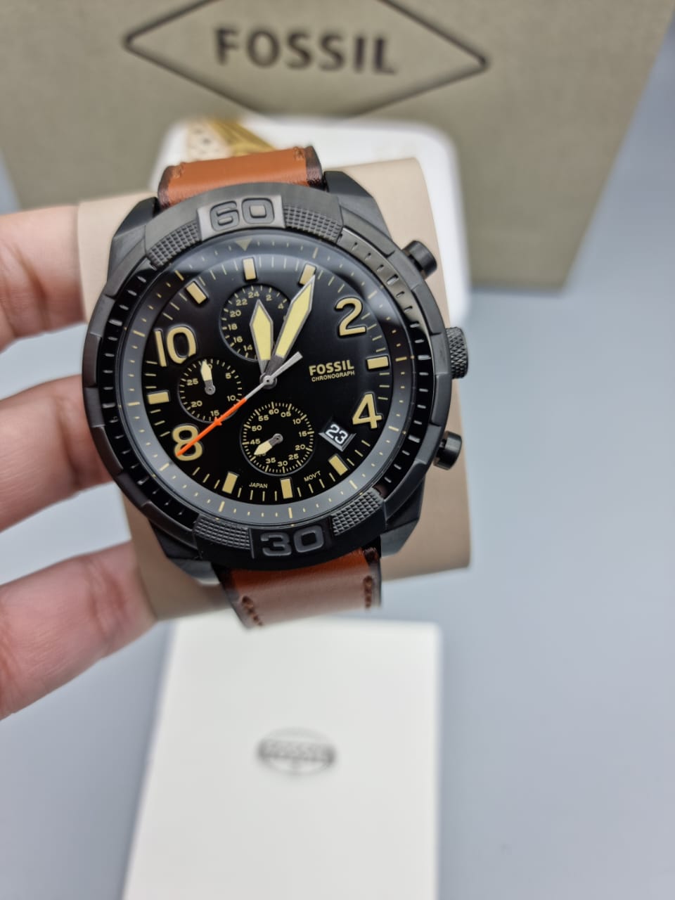  Shop Authentic Fossil Bronson Black Dial Brown Leather Strap Watch for Men - FS5714 - Luxxuri