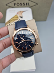  Shop Authentic Fossil Townsman Chronograph Blue Dial Blue Leather Strap Watch for Men - FS5436 - Luxxuri