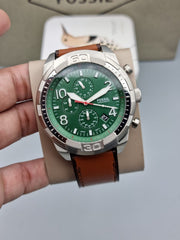  Shop Authentic Fossil Bronson Chronograph Green Dial Brown Leather Strap Watch for Men - FS5738 - Luxxuri