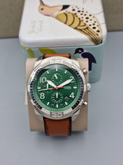  Shop Authentic Fossil Bronson Chronograph Green Dial Brown Leather Strap Watch for Men - FS5738 - Luxxuri