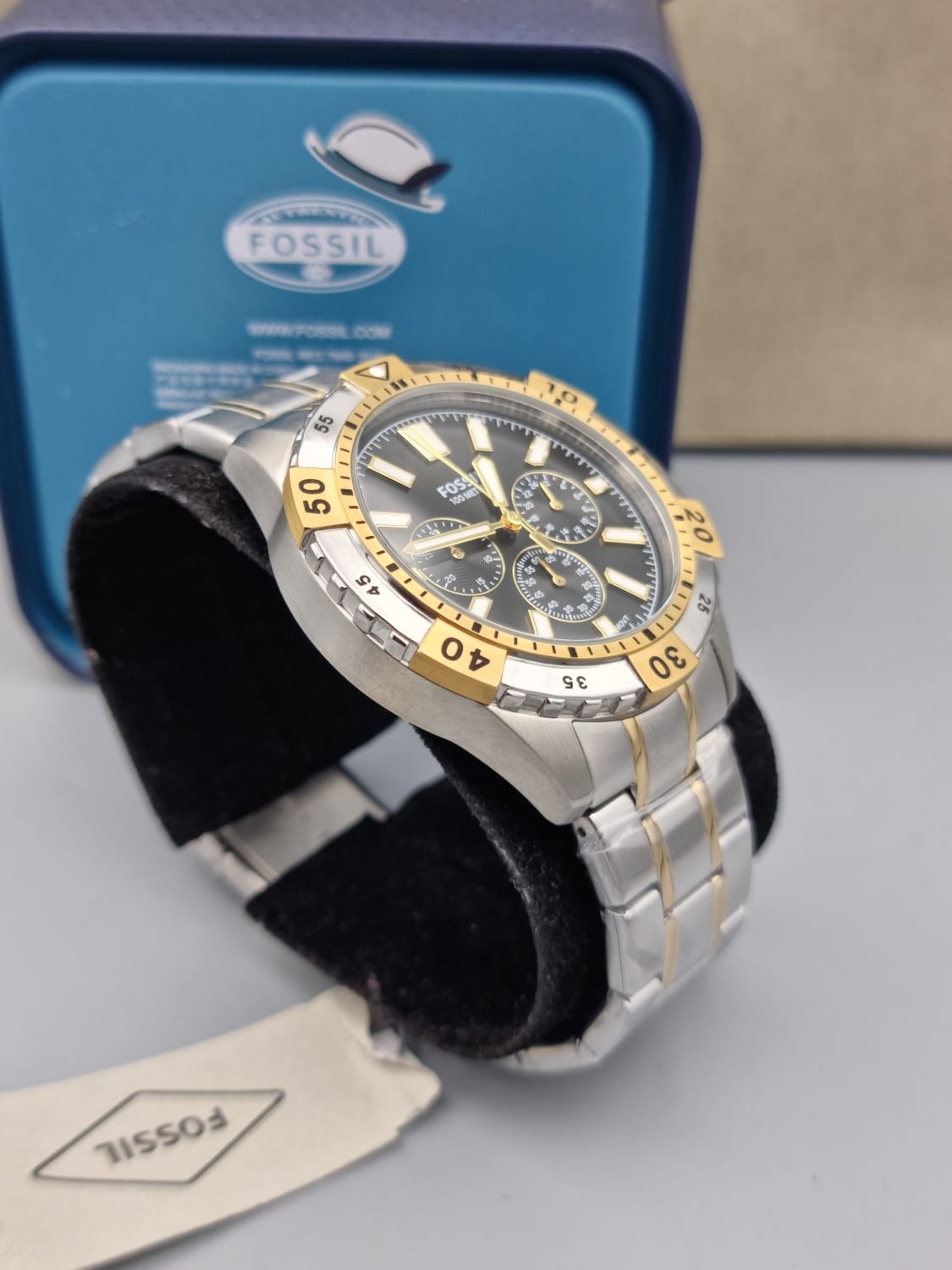  Shop Authentic Fossil Garrett Analog Black Dial Two Tone Steel Strap Watch for Men - FS5771 - Luxxuri