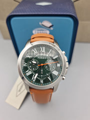  Shop Authentic Fossil Grant Chronograph Green Dial Brown Leather Strap Watch for Men - FS4918 - Luxxuri