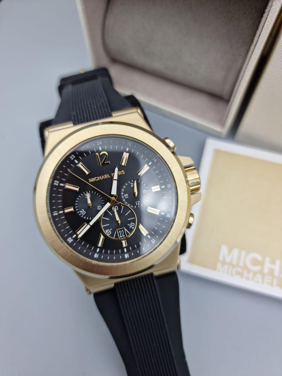  Shop Authentic Michael Kors Dylan Chronograph Black Dial Black Rubber Strap Watch for Men - MK8445 - Luxxuri