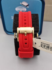 Shop Authentic Fossil Bannon Multifunction Black Dial Red Silicone Strap Watch for Men - BQ2499 - Luxxuri