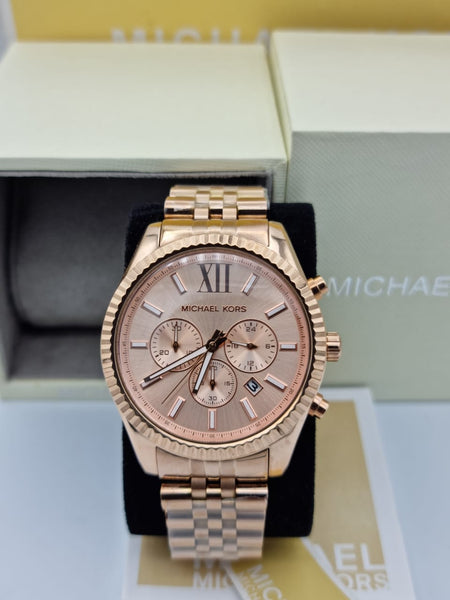  Shop Authentic Michael Kors Lexington Rose Gold Dial Rose Gold Steel Strap Watch for Men - MK8319 - Luxxuri