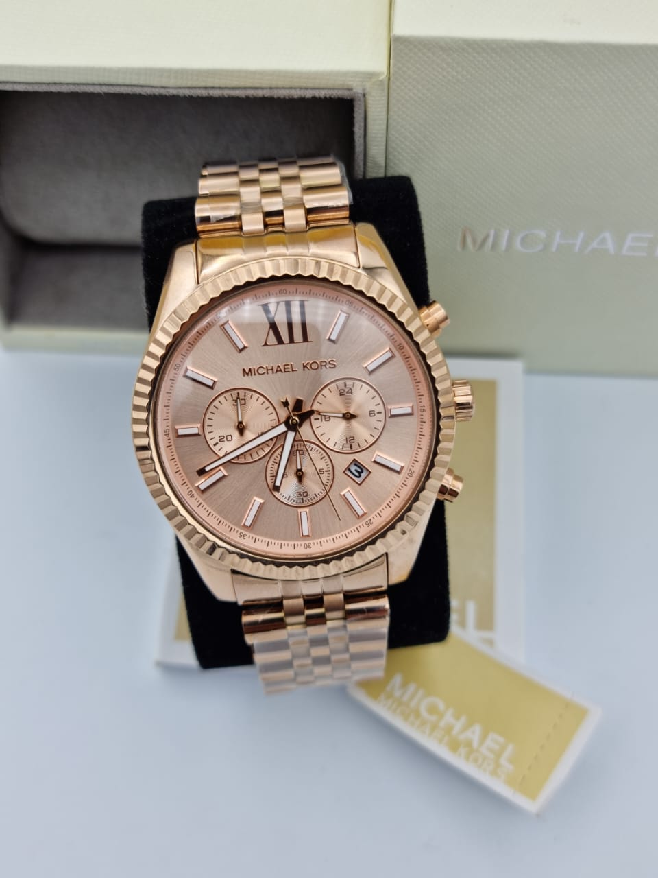  Shop Authentic Michael Kors Lexington Rose Gold Dial Rose Gold Steel Strap Watch for Men - MK8319 - Luxxuri