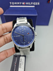  Shop Authentic Tommy Hilfiger Chase Multifunction Blue Dial Silver Steel Strap Watch for Men - 1791575 - Luxxuri