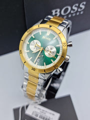  Shop Authentic Hugo Boss Santiago Green Dial Two Tone Steel Strap Watch for Men - 1513872 - Luxxuri