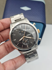  Shop Authentic Fossil Townsman Chronograph Grey Dial Silver Steel Strap Watch for Men - FS5407 - Luxxuri