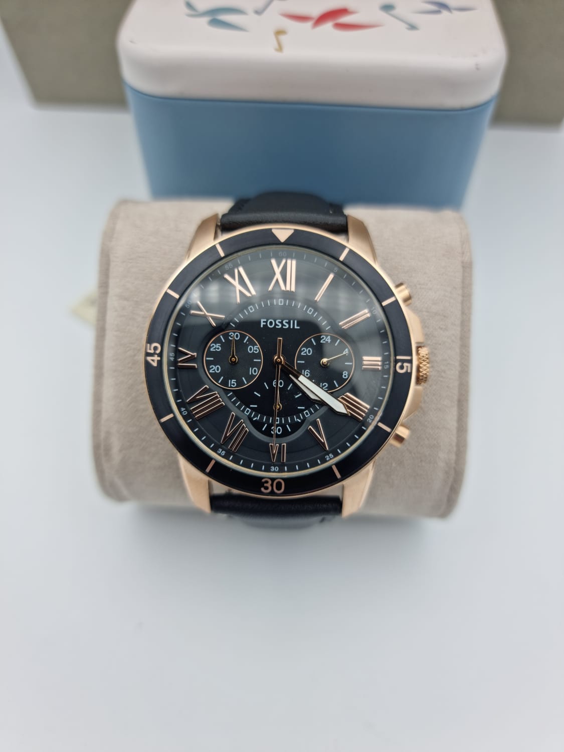 Shop Authentic Fossil Grant Sport Chronograph Blue Dial Blue Leather Strap Watch for Men - FS5237 - Luxxuri