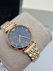  Shop Authentic Emporio Armani Gianni T-Bar Black Dial Rose Gold Strap Watch For Women - AR11145 - Luxxuri