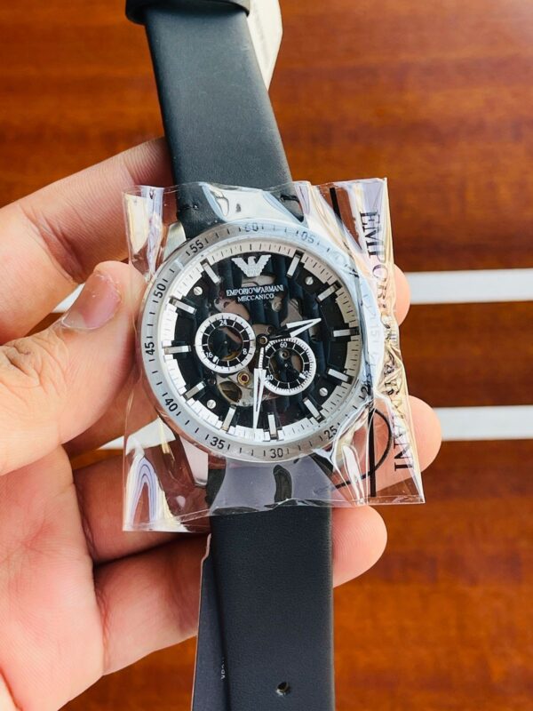  Shop Authentic Emporio Armani Renato Chronograph Automatic Black Dial Black Leather Strap Watch For Men - AR60051 - Luxxuri