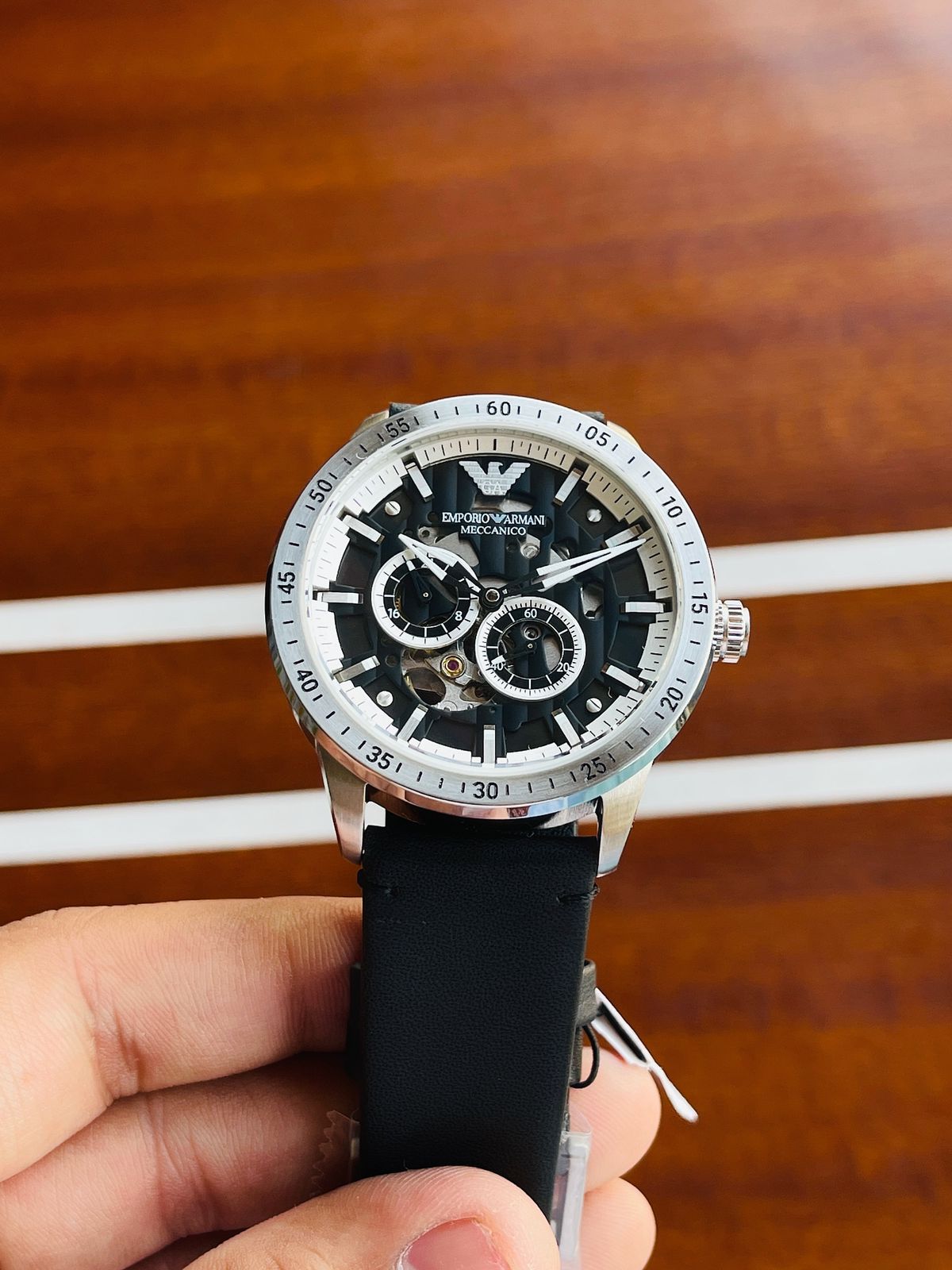  Shop Authentic Emporio Armani Renato Chronograph Automatic Black Dial Black Leather Strap Watch For Men - AR60051 - Luxxuri